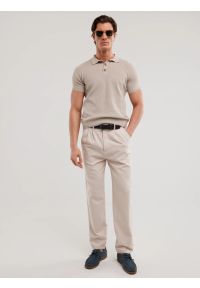 Big-Star - Sweter męski polo z krótkim rękawem beżowy Polonezzo 801. Typ kołnierza: polo. Kolor: beżowy. Materiał: bawełna, dzianina, materiał, jeans. Długość rękawa: krótki rękaw. Długość: krótkie. Wzór: melanż. Styl: retro, klasyczny, elegancki #6