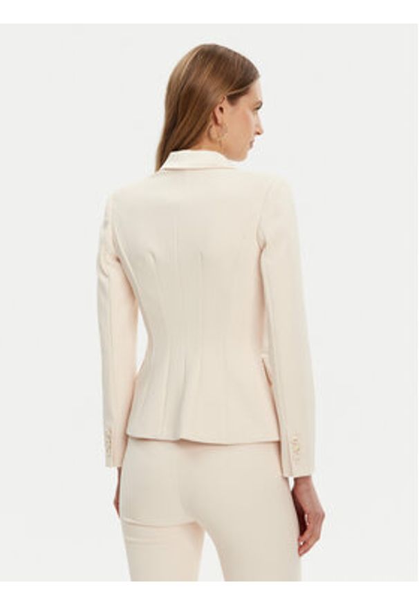 Elisabetta Franchi Marynarka GI-142-51E2-V700 Écru Regular Fit. Materiał: syntetyk