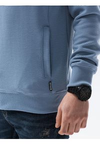 Ombre Clothing - Bluza męska bez kaptura B1156 - niebieska - XXL. Typ kołnierza: bez kaptura. Kolor: niebieski. Materiał: bawełna, poliester, jeans, dresówka, dzianina #4