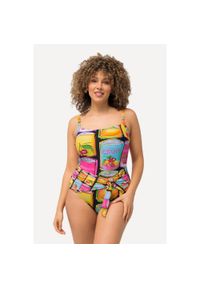 ULLA POPKEN - Damski Kostium kąpielowy owoce w puszce miękkie miseczki z recyklingu. Kolekcja: plus size. Kolor: czarny. Materiał: poliamid #1