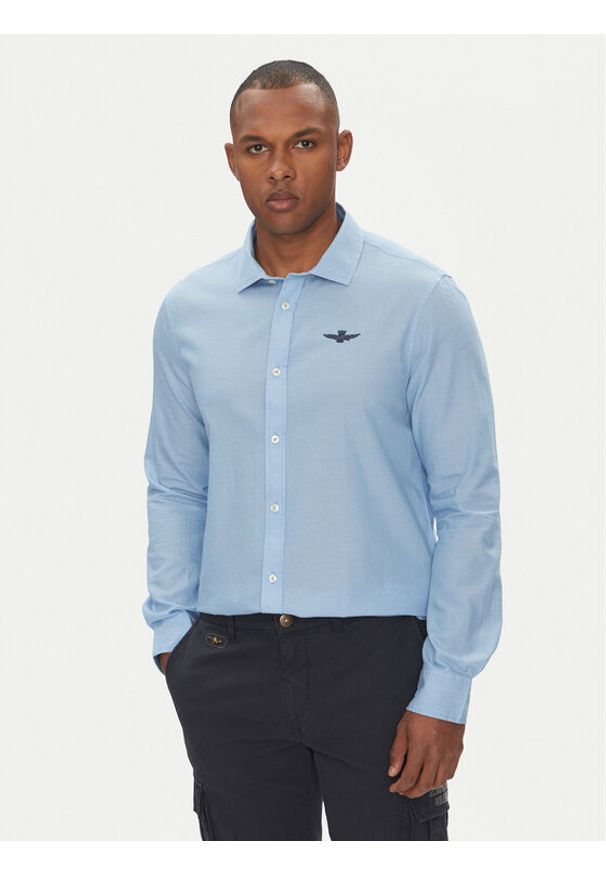 Aeronautica Militare Koszula 251CA1276CT3292 Granatowy Regular Fit. Kolor: niebieski. Materiał: bawełna