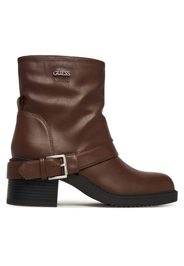 Guess Botki FLFIJI ELE10 Brązowy. Kolor: brązowy. Materiał: skóra