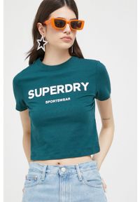 Superdry t-shirt damski kolor zielony. Kolor: zielony #5