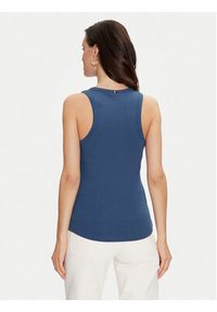 TOMMY HILFIGER - Tommy Hilfiger Top WW0WW38635 Niebieski Slim Fit. Kolor: niebieski. Materiał: wiskoza #4
