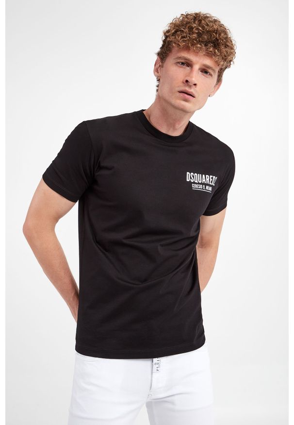T-shirt DSQUARED2. Materiał: bawełna, tkanina. Długość rękawa: krótki rękaw. Długość: krótkie. Wzór: napisy
