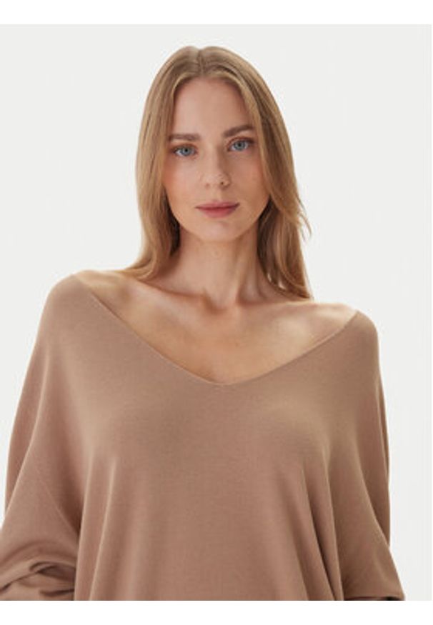 Kontatto Sweter 3M0815C Beżowy Relaxed Fit. Kolor: beżowy. Materiał: syntetyk