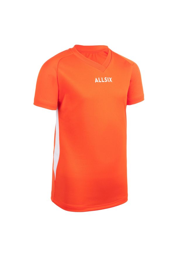 ALLSIX - Koszulka siatkarska dla chłopców Allsix V100. Kolor: pomarańczowy, wielokolorowy, biały. Materiał: poliester, materiał