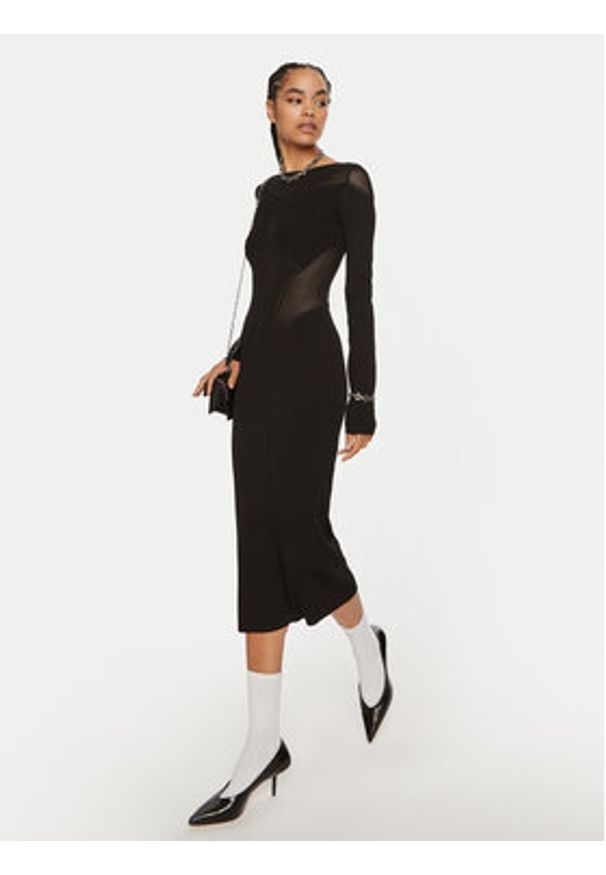Patrizia Pepe Sukienka dzianinowa 8A1348 K195 K103 Czarny Slim Fit. Kolor: czarny. Materiał: syntetyk
