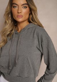 Renee - Ciemnoszara Bluza z Kapturem i Bawełną Ozdobiona Ściągaczami Evianae. Okazja: na co dzień, na spacer. Typ kołnierza: kaptur. Kolor: szary. Materiał: bawełna. Długość rękawa: długi rękaw. Długość: długie. Wzór: aplikacja. Styl: casual #4