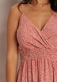 Renee - Różowa Sukienka Abellu. Kolor: różowy. Materiał: bawełna. Długość rękawa: na ramiączkach. Wzór: gładki. Typ sukienki: kopertowe. Długość: mini #3