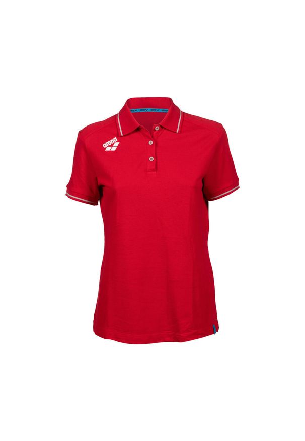 Koszulka damska na basen Arena Women`s Team Poloshirt Solid Cotton. Typ kołnierza: polo. Kolor: czerwony. Materiał: bawełna. Styl: sportowy