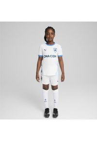 Puma - Młodzieżowa koszulka domowa Olympique Marsylia 24/25 PUMA White Bleu Azur Blue. Kolor: wielokolorowy, biały, niebieski