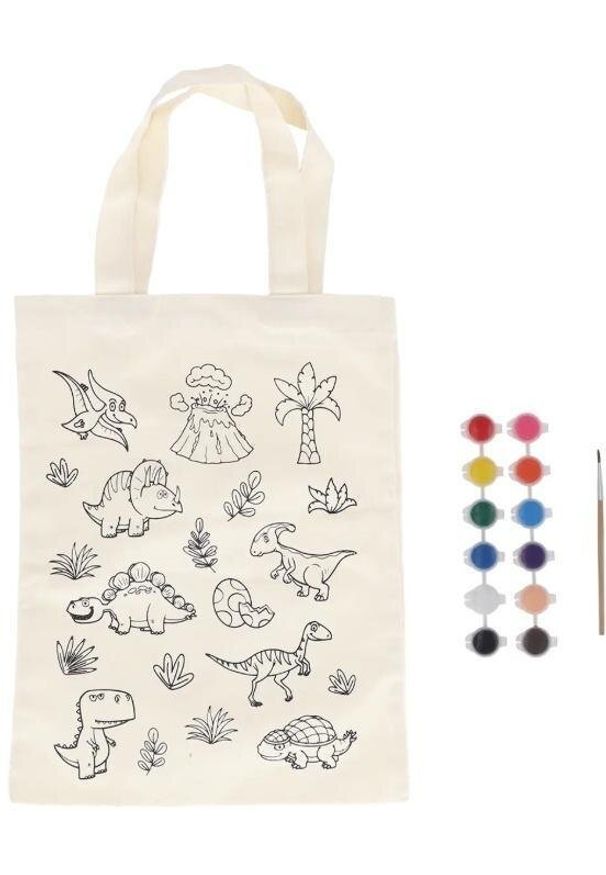 Esschert Design Torba płócienna do kolorowania z farbkami - Dino