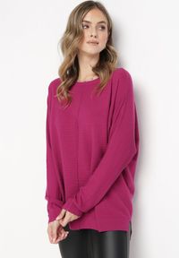 Born2be - Fioletowy Sweter z Rękawem Nietoperz Anfrei. Kolor: fioletowy. Materiał: tkanina. Długość rękawa: długi rękaw. Długość: długie #3