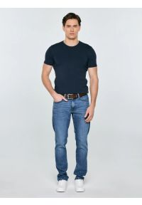 Big-Star - Koszulka męska slim z bawełny supima granatowa Supiclassic 403. Kolor: niebieski. Materiał: bawełna #3