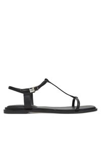 Calvin Klein Sandały Flat Sandal Squared Buckle Lth HW0HW02556 Czarny. Kolor: czarny. Materiał: skóra