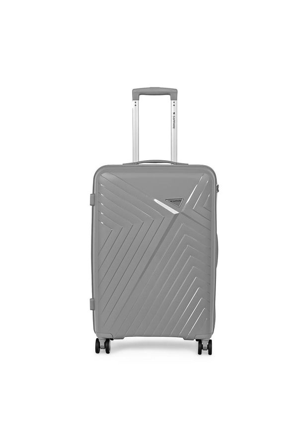 SAPPHIRE - Walizka na kółkach twarda Sapphire ST-3030P szara - średnia M. Kolor: szary. Materiał: guma, kauczuk, materiał. Styl: elegancki, klasyczny