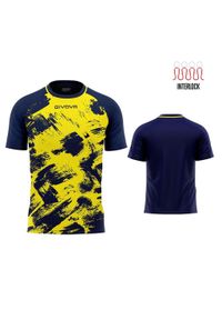 Koszulka Givova Art Interlock Fluo Żółto-Niebieska 2XL. Kolor: żółty, niebieski, wielokolorowy. Materiał: poliester. Wzór: nadruk, haft. Sport: fitness, piłka nożna