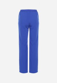 Born2be - Granatowe Spodnie z Marszczoną Gumką w Talii i Prostymi Nogawkami Bwinara. Kolor: niebieski