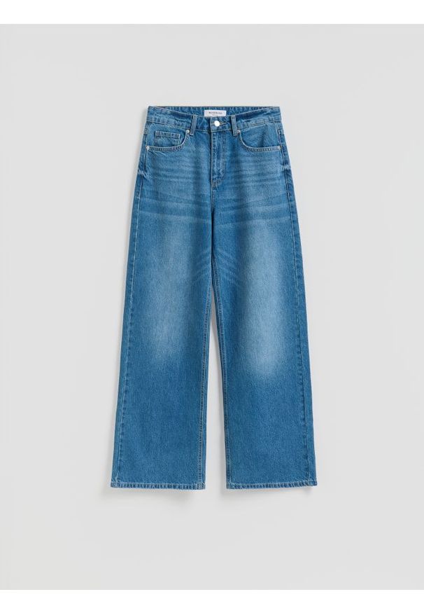 Reserved - Jeansy wide leg - niebieski. Kolor: niebieski