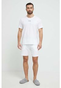 Hugo - HUGO t-shirt piżamowy kolor biały z nadrukiem. Kolor: biały. Wzór: nadruk #2