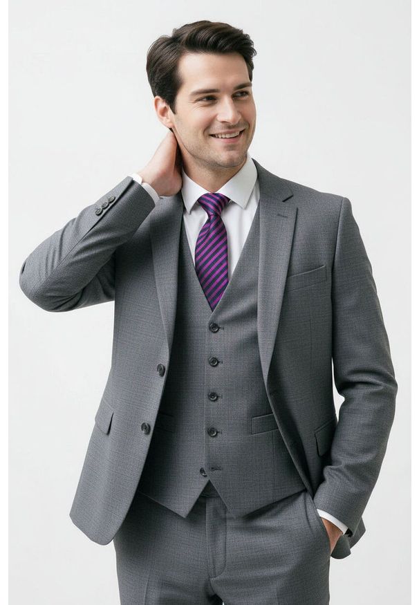 Klasyczny Krawat Klubowy - Alties - Drobny Prążek, Fuksja i Granat. Kolor: niebieski, różowy, wielokolorowy. Materiał: tkanina. Wzór: prążki. Styl: klasyczny