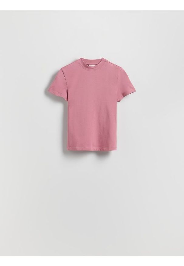 Reserved - T-shirt regular - jasnofioletowy. Kolor: fioletowy. Materiał: bawełna, włókno, dzianina