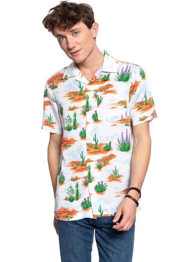 Wrangler - KOSZULA WRANGLER SS RESORT GLOW ORAN W59076H48 112129662. Długość rękawa: krótki rękaw. Długość: krótkie. Styl: retro