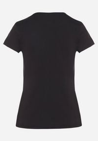 Born2be - Czarny Bawełniany Klasyczny T-shirt Lunolia. Okazja: na co dzień. Kolor: czarny. Materiał: bawełna. Wzór: gładki. Styl: klasyczny #6