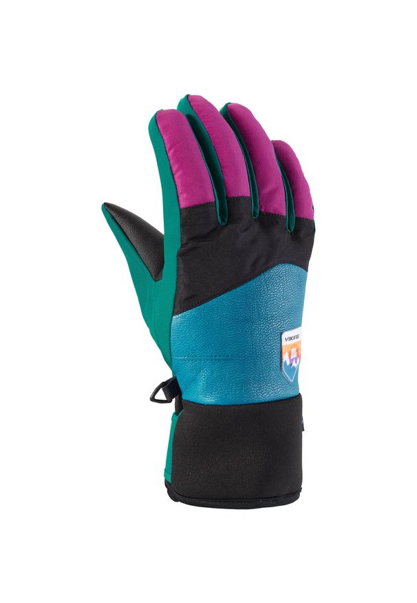 Damskie rękawice narciarskie Viking Downtown. Kolor: niebieski, wielokolorowy, zielony. Sezon: zima. Sport: narciarstwo