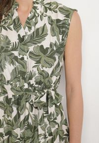 Born2be - Zielona Rozkloszowana Sukienka Bez Rękawów z Wiskozy z Wiązanym Paskiem Reviosae. Okazja: na co dzień. Typ kołnierza: dekolt w serek. Kolor: zielony. Materiał: wiskoza. Długość rękawa: bez rękawów. Typ sukienki: rozkloszowane. Styl: klasyczny, casual #3