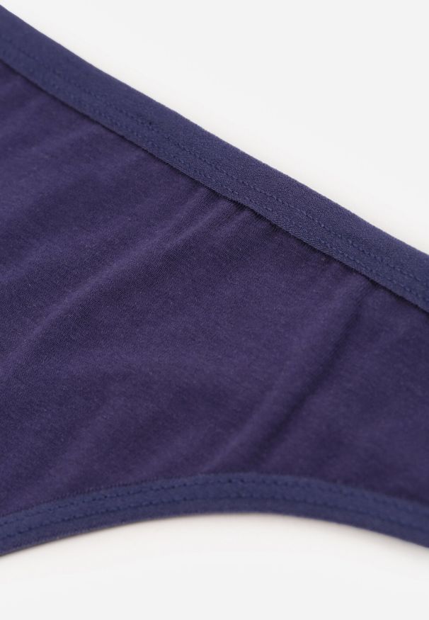 Born2be - Granatowe Majtki Typu Stringi z Bawełną Asoia. Kolor: niebieski. Materiał: bawełna