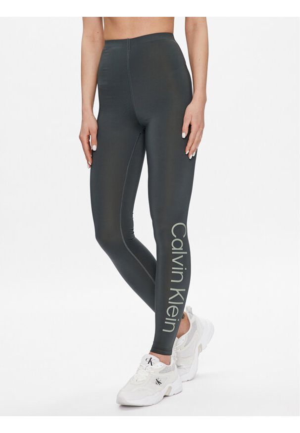 Calvin Klein Performance Legginsy 00GWS3L602 Zielony Slim Fit. Kolor: zielony. Materiał: syntetyk