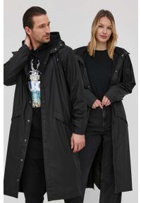 Rains kurtka 18360 Longer Jacket kolor czarny przejściowa. Okazja: na co dzień. Kolor: czarny. Materiał: materiał. Styl: casual #1