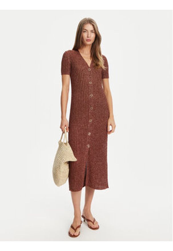 TwinSet - TWINSET Sukienka dzianinowa 251TT3190 Brązowy Slim Fit. Kolor: brązowy. Materiał: wiskoza