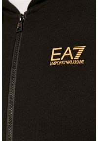 EA7 Emporio Armani bluza bawełniana męska kolor czarny z kapturem gładka. Okazja: na co dzień. Typ kołnierza: kaptur. Kolor: czarny. Materiał: bawełna. Wzór: gładki. Styl: casual #2
