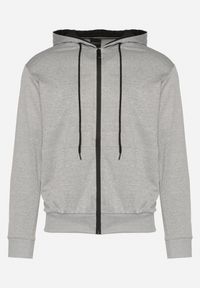 Born2be - Jasnoszara Bluza z Kapturem i Kieszeniami Ozdobiona Lampasami na Ramionach Alobokira. Okazja: na co dzień. Typ kołnierza: kaptur. Kolor: szary. Materiał: jeans. Długość rękawa: długi rękaw. Długość: długie. Wzór: aplikacja. Styl: sportowy, casual #5