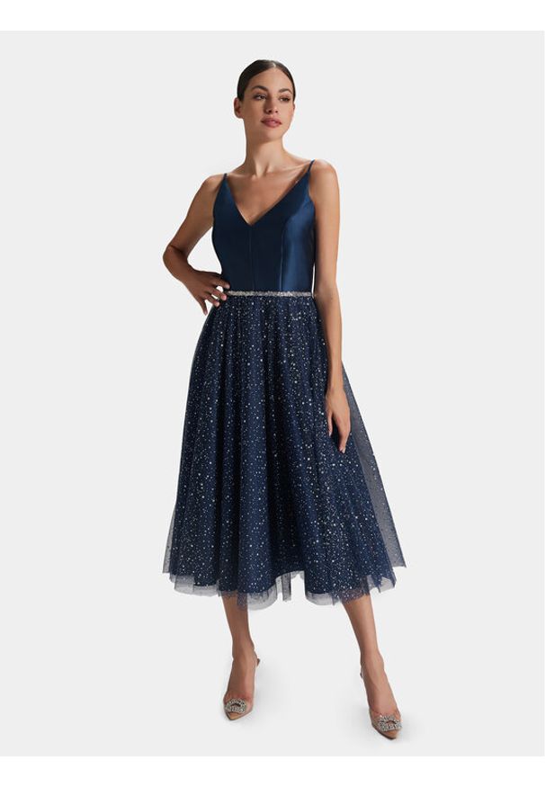 Swing Sukienka koktajlowa 5AG11500 Granatowy Slim Fit. Kolor: niebieski. Materiał: syntetyk. Styl: wizytowy