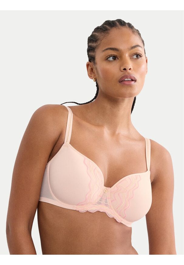 Triumph Biustonosz z fiszbiną Waves Of Glow 10227810 Beżowy. Kolor: beżowy. Materiał: syntetyk