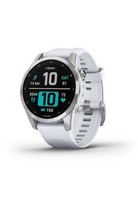 GARMIN - Zegarek sportowy Garmin Fenix 7S srebrny z białym paskiem. Rodzaj zegarka: smartwatch. Kolor: biały, wielokolorowy, srebrny. Materiał: materiał. Styl: sportowy #1