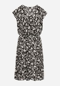 Born2be - Czarna Sukienka z Bawełną i Kwiatowym Wzorem Lumianisse. Okazja: na co dzień. Kolor: czarny. Materiał: bawełna. Długość rękawa: krótki rękaw. Wzór: kwiaty. Sezon: lato. Styl: elegancki, casual #4