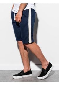 Ombre Clothing - Krótkie spodenki męskie dresowe W241 - granatowe - XL. Kolor: niebieski. Materiał: dresówka. Długość: krótkie #1