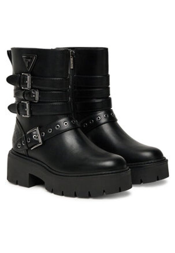 Guess Botki FLTSVO FAL10 Czarny. Kolor: czarny. Materiał: skóra