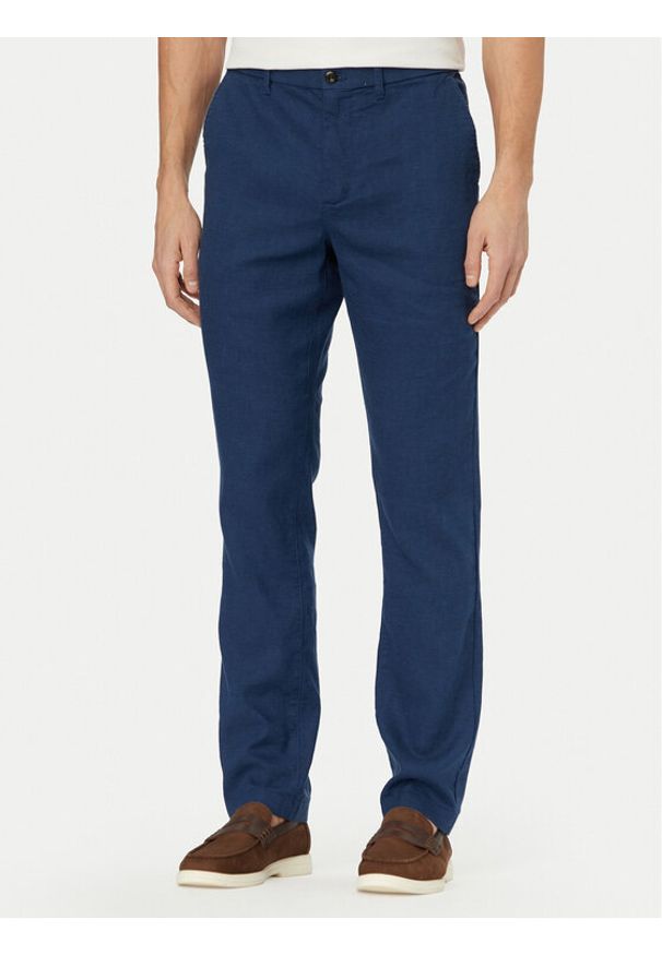 TOMMY HILFIGER - Tommy Hilfiger Chinosy Denton MW0MW42337 Niebieski Straight Fit. Kolor: niebieski. Materiał: len
