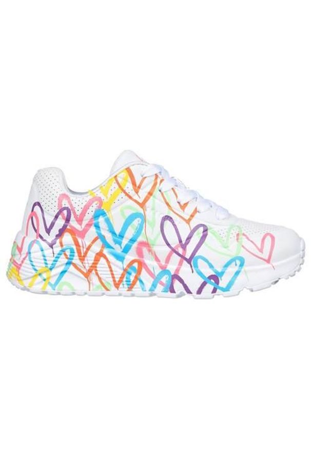 skechers - Buty do chodzenia dla dzieci Skechers Uno Lite Spread The Love. Zapięcie: sznurówki. Kolor: biały. Materiał: syntetyk, tkanina, materiał. Szerokość cholewki: normalna. Sport: turystyka piesza