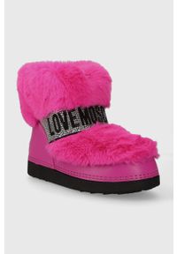 Love Moschino śniegowce SKIBOOT20 kolor różowy JA24202G0HJW0604. Nosek buta: okrągły. Kolor: różowy. Materiał: guma. Szerokość cholewki: normalna #5
