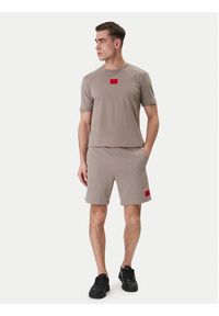 Hugo - HUGO T-Shirt Diragolino212 50447978 Beżowy Regular Fit. Kolor: beżowy. Materiał: bawełna #5