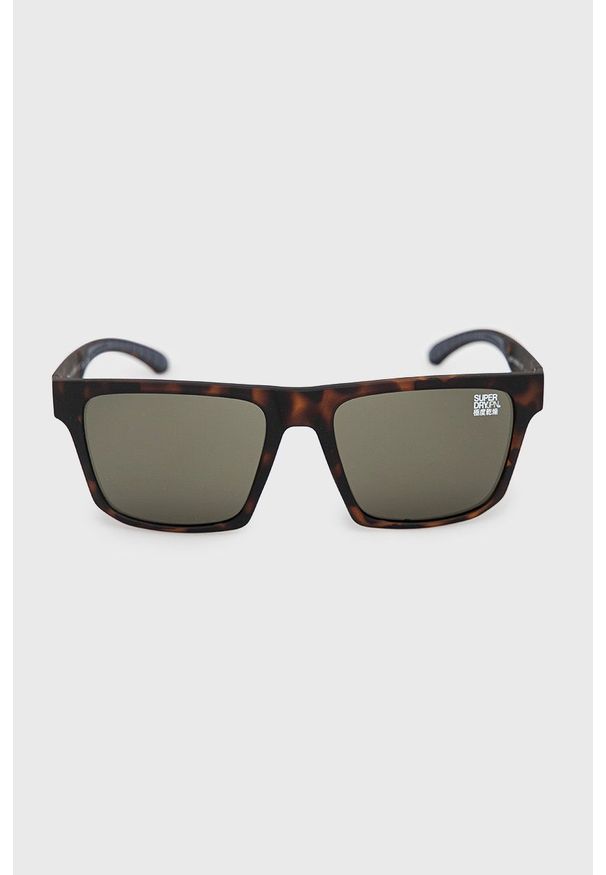 Superdry okulary przeciwsłoneczne męskie kolor brązowy. Kształt: prostokątne. Kolor: brązowy