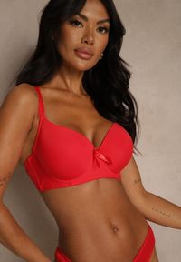 Renee - Czerwony Biustonosz o Gładkim Wykończeniu z Kokardką Phiphise. Kolor: czerwony. Wzór: gładki #1