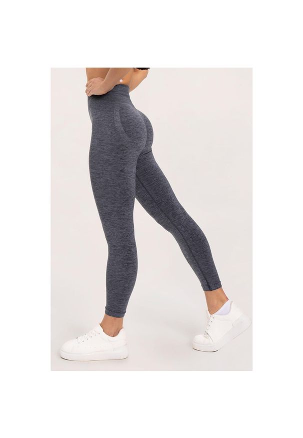 GYM GLAMOUR - Legginsy fitness damskie Gym Glamour seamless push up. Kolor: szary. Sport: fitness
